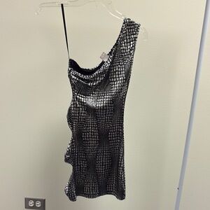 Wet Seal One-Shoulder Black and White Dress